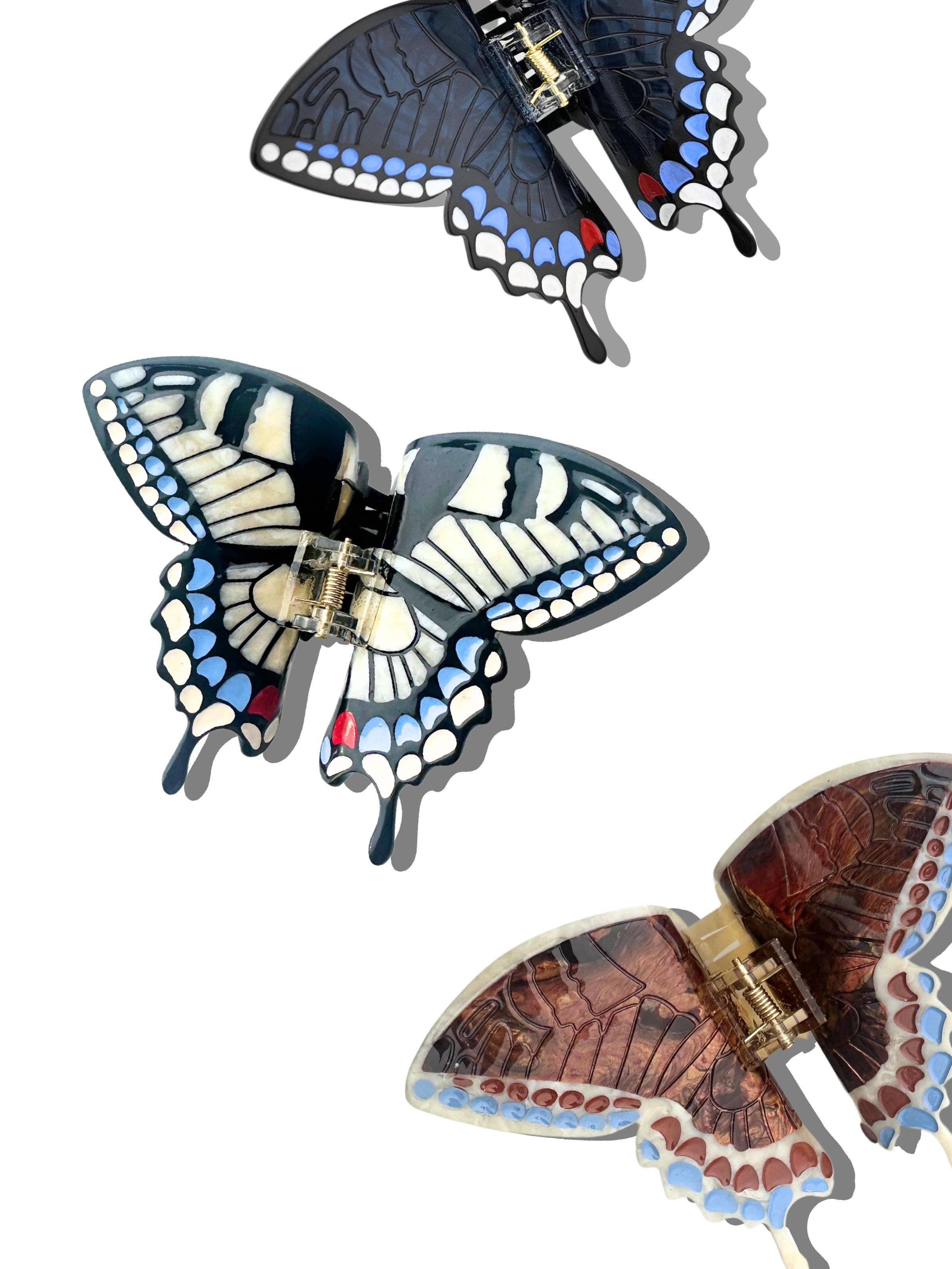 Hand-painted Swallowtail Butterfly Claw Hair Clip