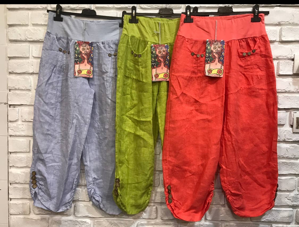 100% LINEN cropped pants