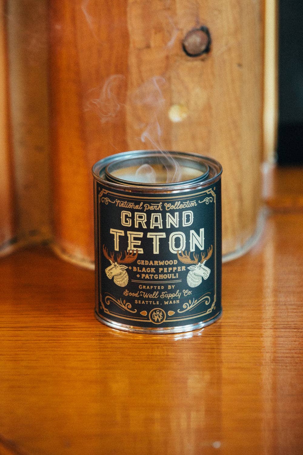 Grand Teton National Park Candle: 1/2 Pint, Wood Wick