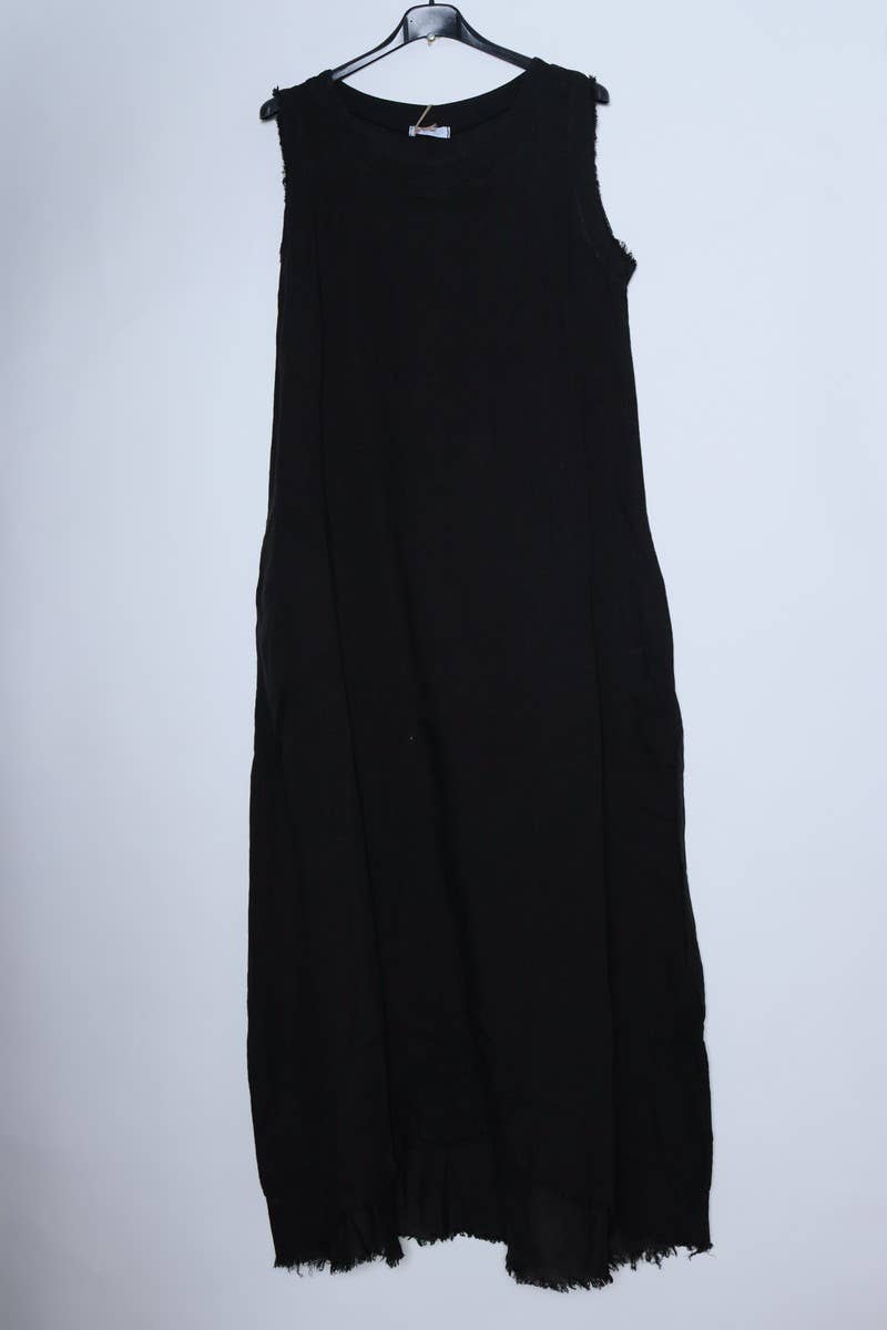 Sleeveless long dress 100% Linen