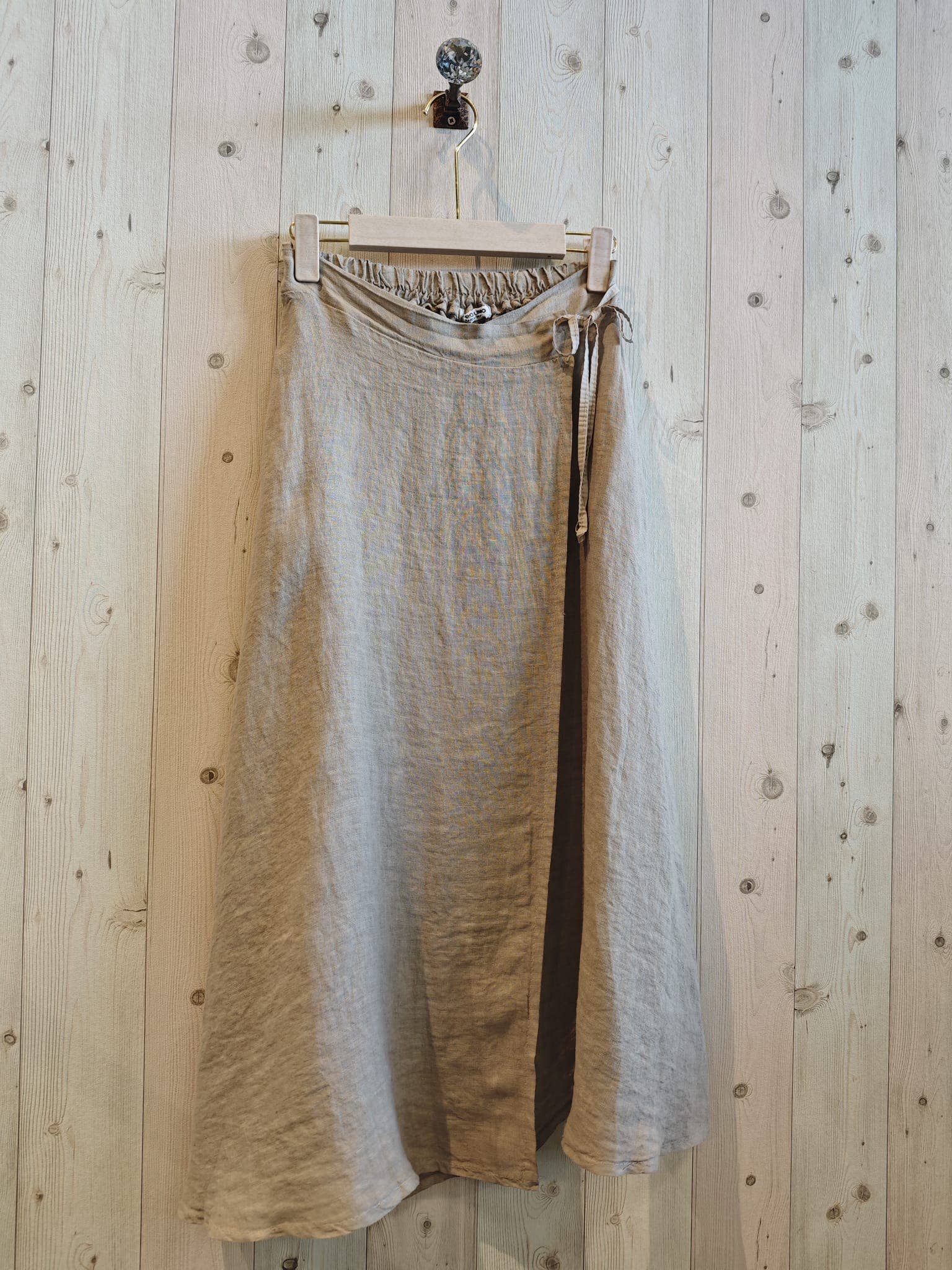 100% TIE LINEN SKIRT