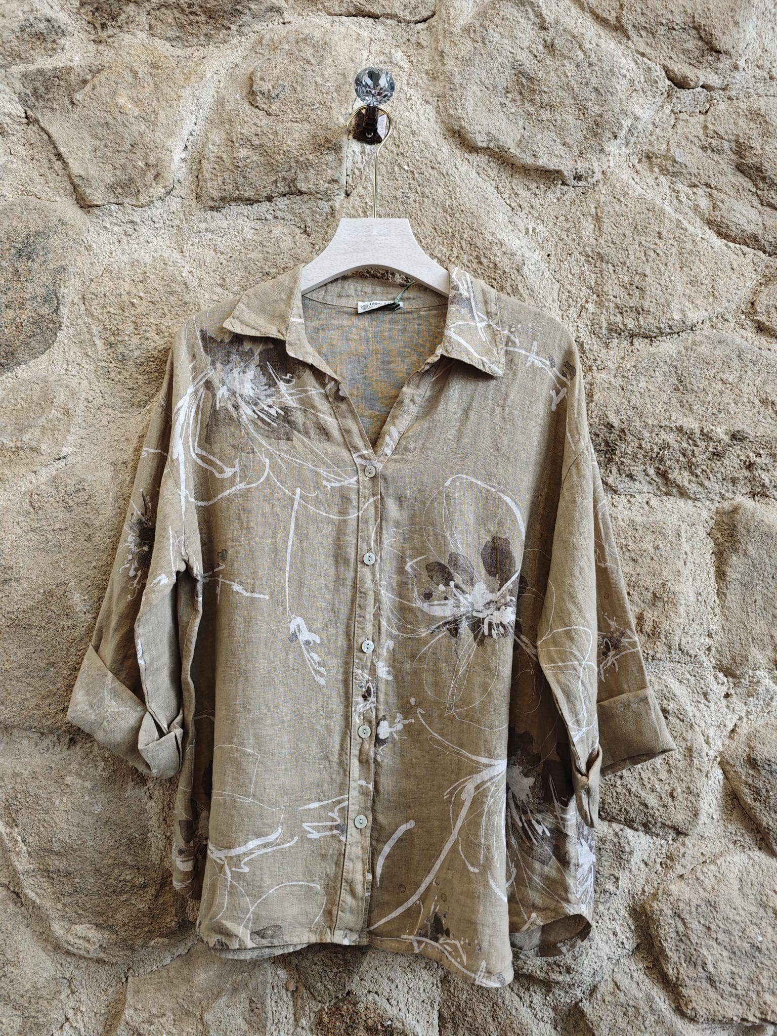 PRINTED 100% LINEN SHIRT