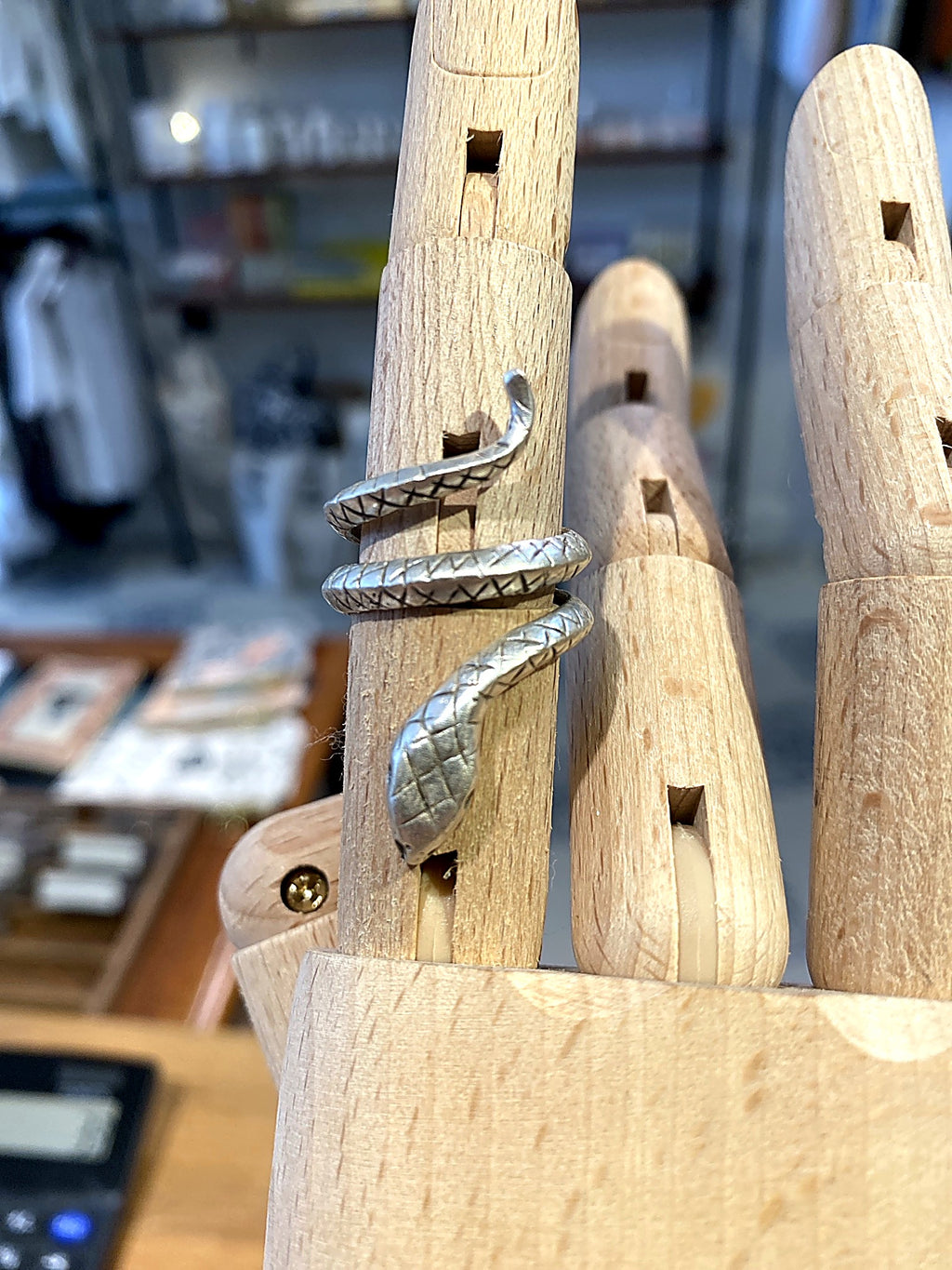 Silver Snake Wrap Adjustable Ring