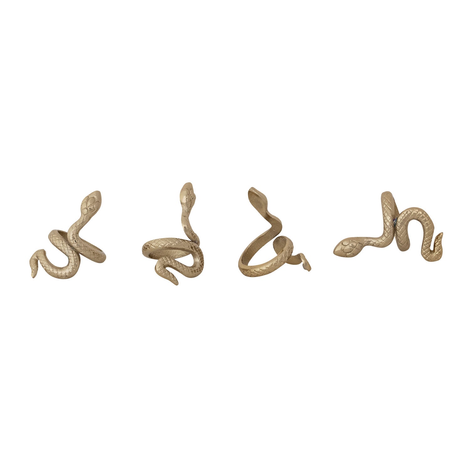 Snake Shaped Napkin Rings, Gold Finish, Set of 4